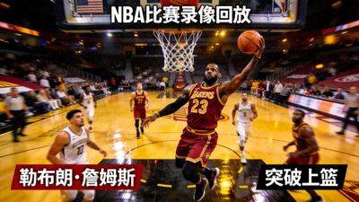 NBA篮球比赛录像回放封面，詹姆斯突破上篮瞬间